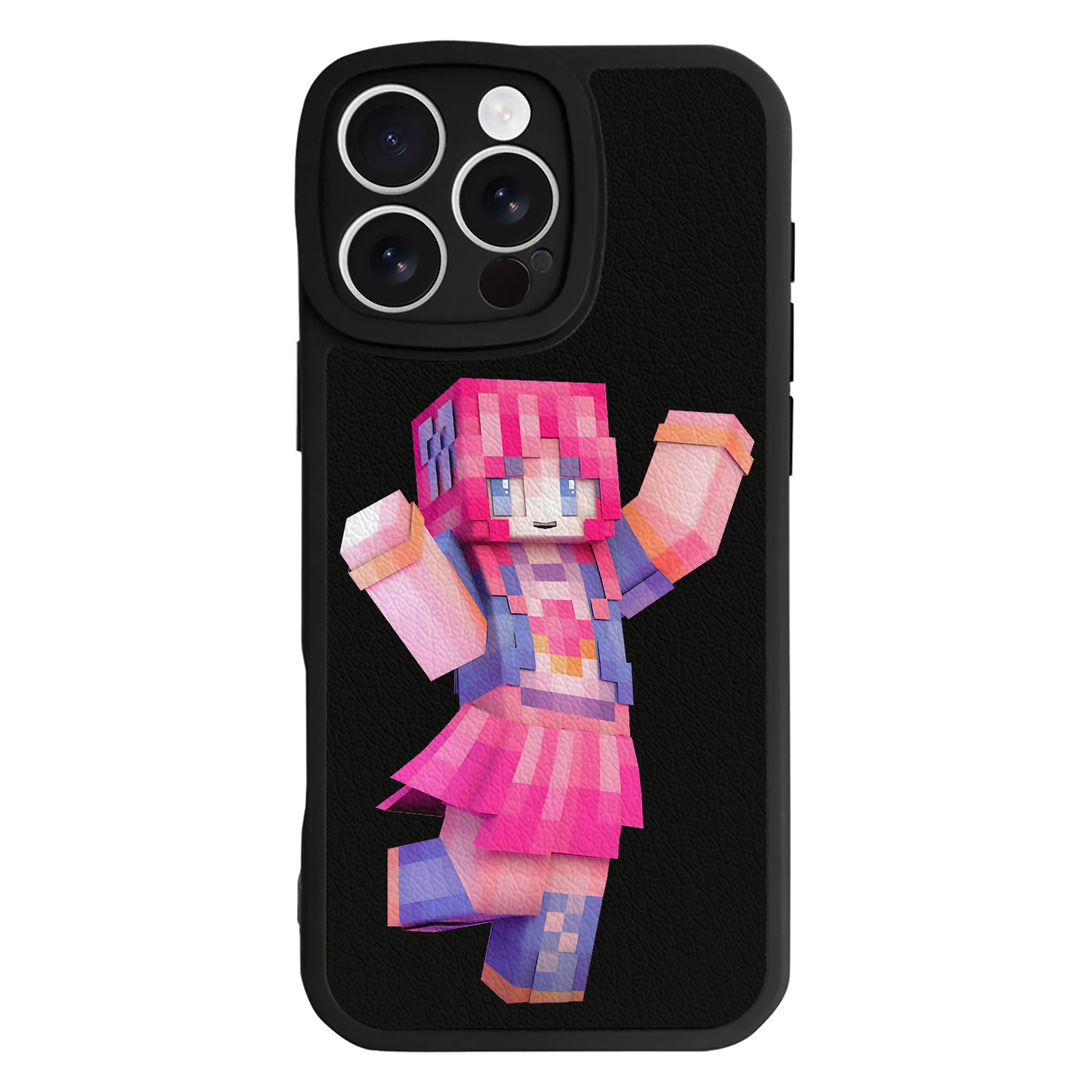 （画像用） マインクラフト ブロックの世界 Minecraft MC Block world 【iPhone 16シリーズ対応】シリコンスマホケース（レザー調） 材質：シリコン